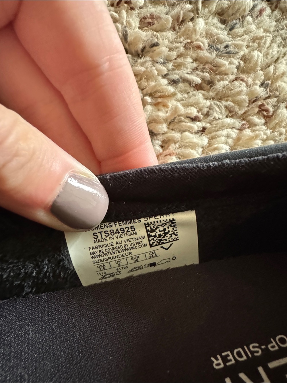Sperry Woman’s Black Perforated Slip-On Sneakers with White Sole NWOT - Picture 2 of 5